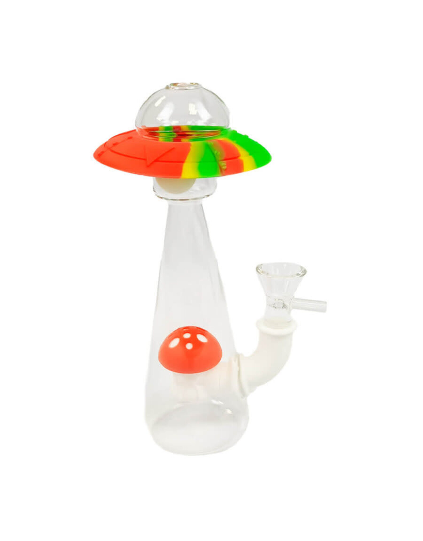 Mushroom Spaceship Glass-Silicone Bong Glow in the Dark 18cm