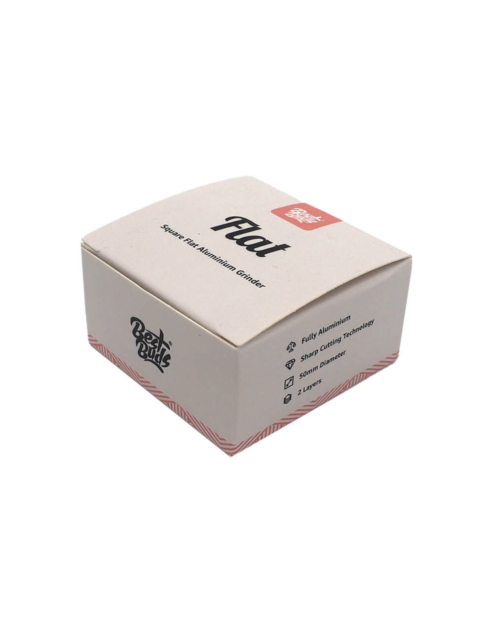 Best Buds Best Buds Flat Square Aluminium Grinder Flamingo 2 Parts (50mm)