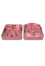 Best Buds Best Buds Flat Square Aluminium Grinder Flamingo 2 Parts (50mm)