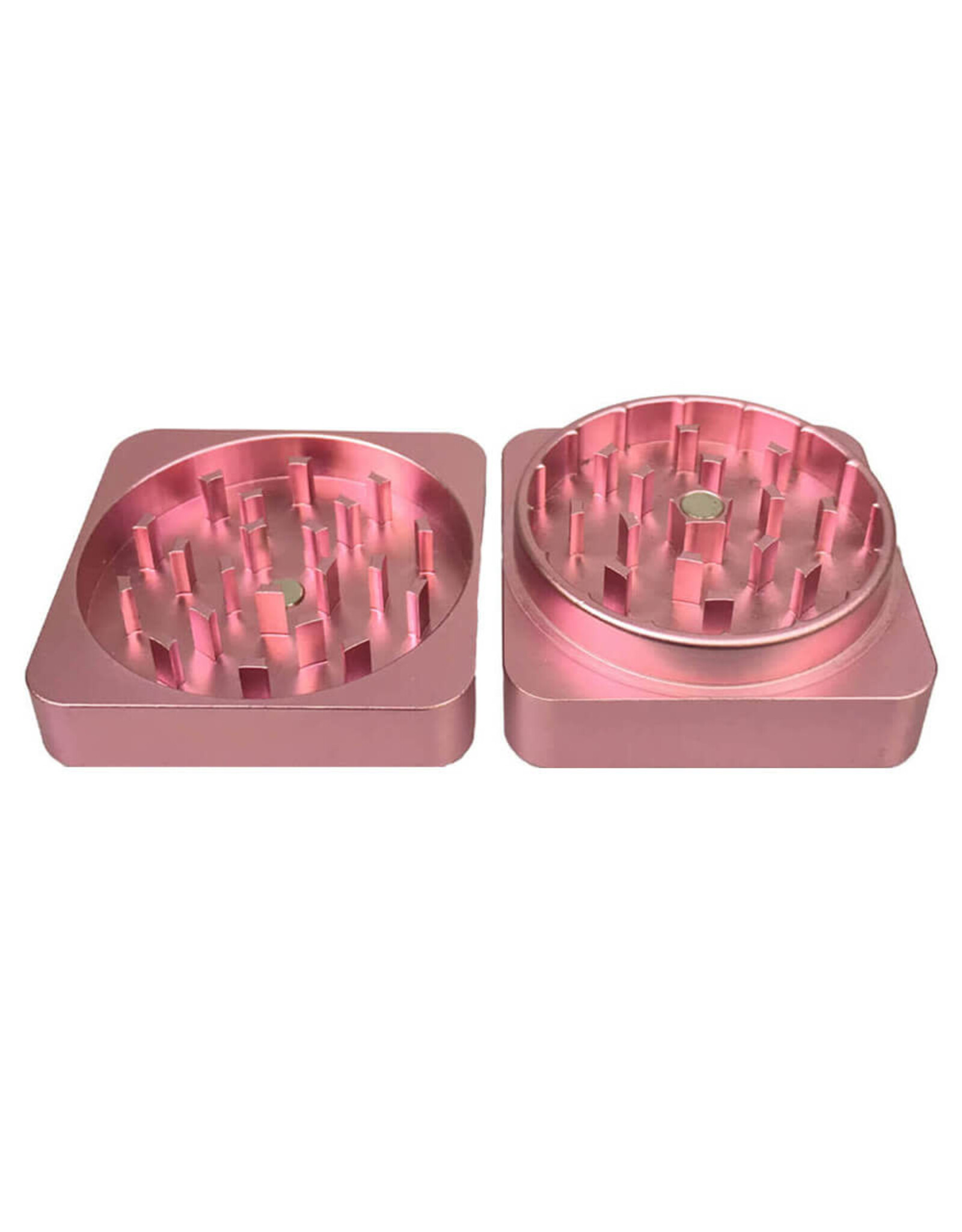 Best Buds Best Buds Flat Square Aluminium Grinder Flamingo 2 Parts (50mm)