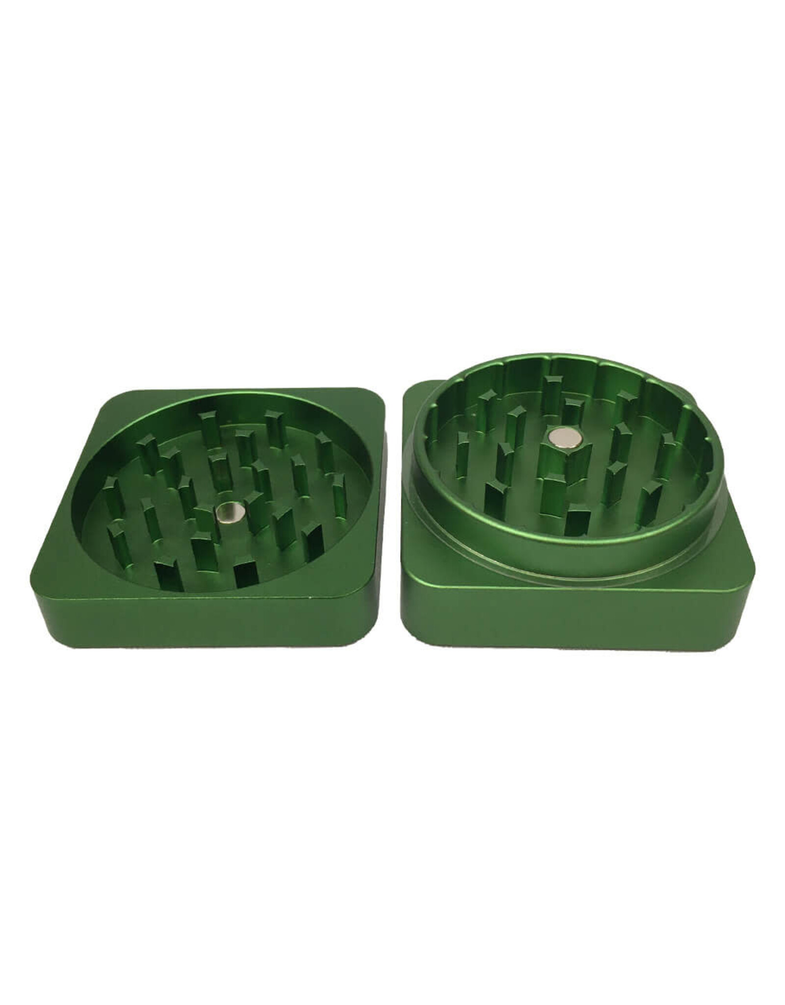 Best Buds Best Buds Flat Square Aluminium Grinder Grass 2 Parts (50mm)