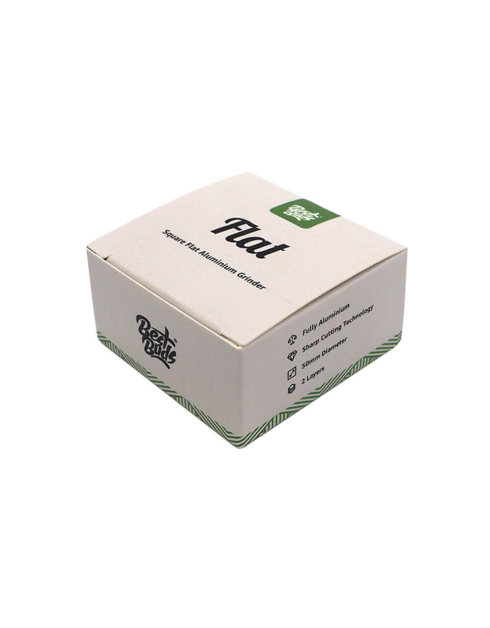 Best Buds Best Buds Flat Square Aluminium Grinder Grass 2 Parts (50mm)