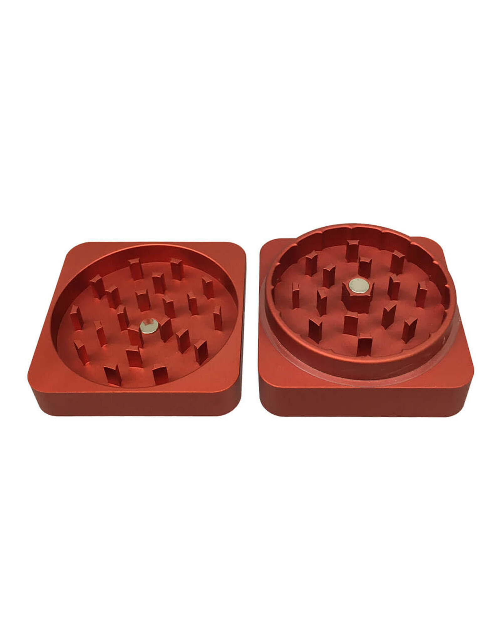 Best Buds Best Buds Flat Square Aluminium Grinder Rust 2 Parts (50mm)
