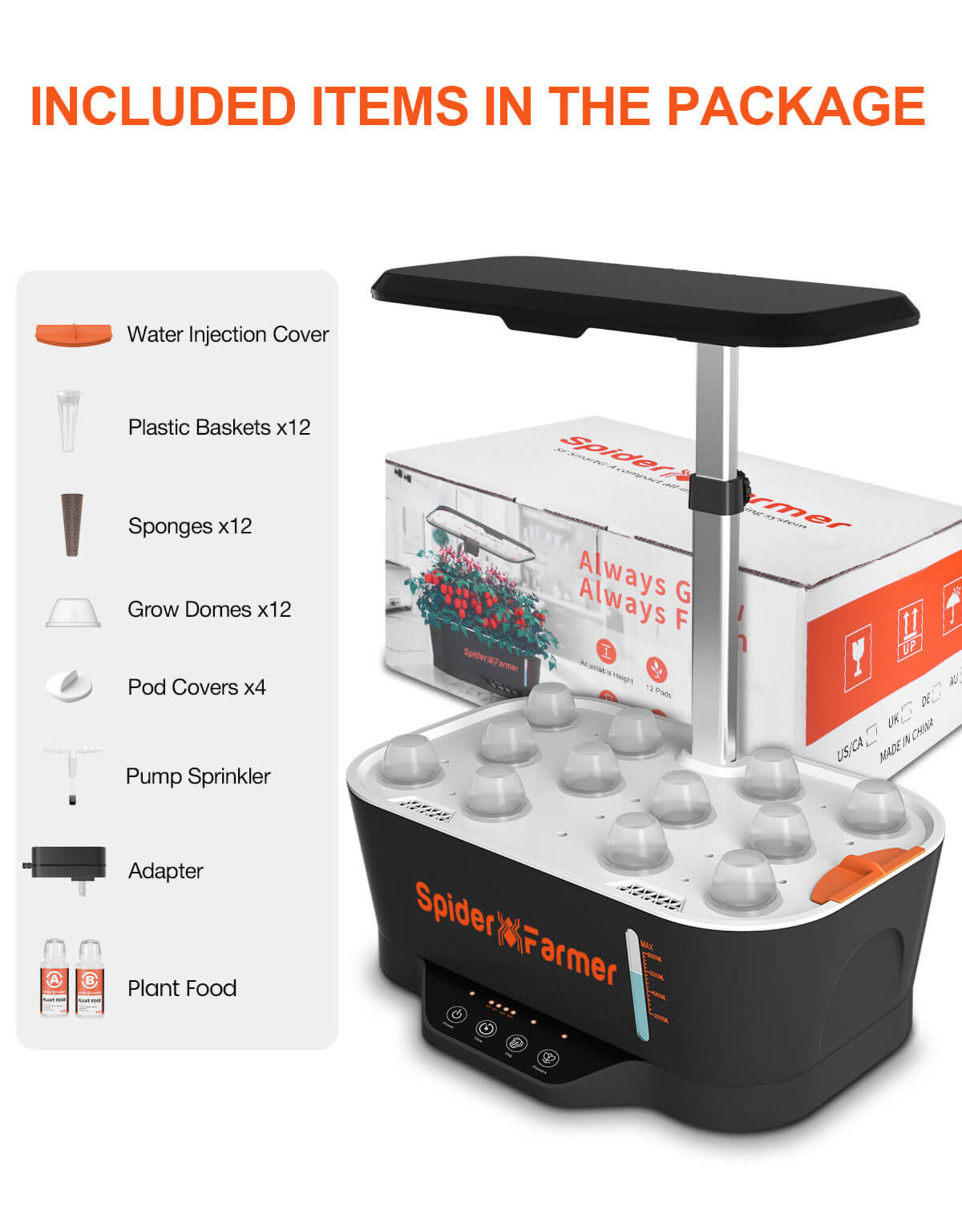 Spider Farmer Spider Farmer Smart  G12 Hydroponics Growing System  Herb Garden With APP & Wifi Controlled
