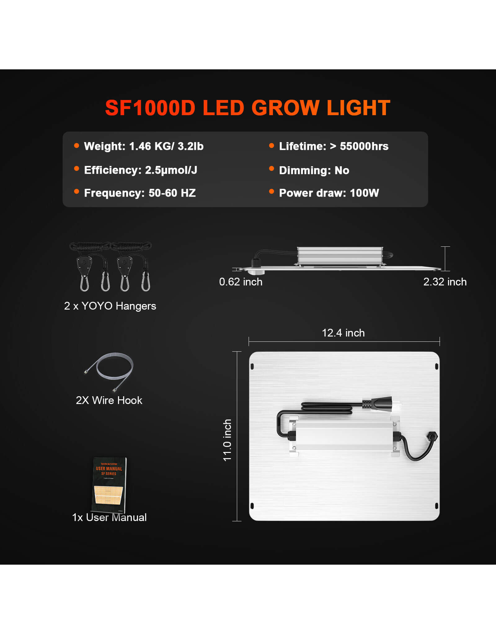 Spider Farmer Spider Farmer  SF 1000D  LED Lamp  100W