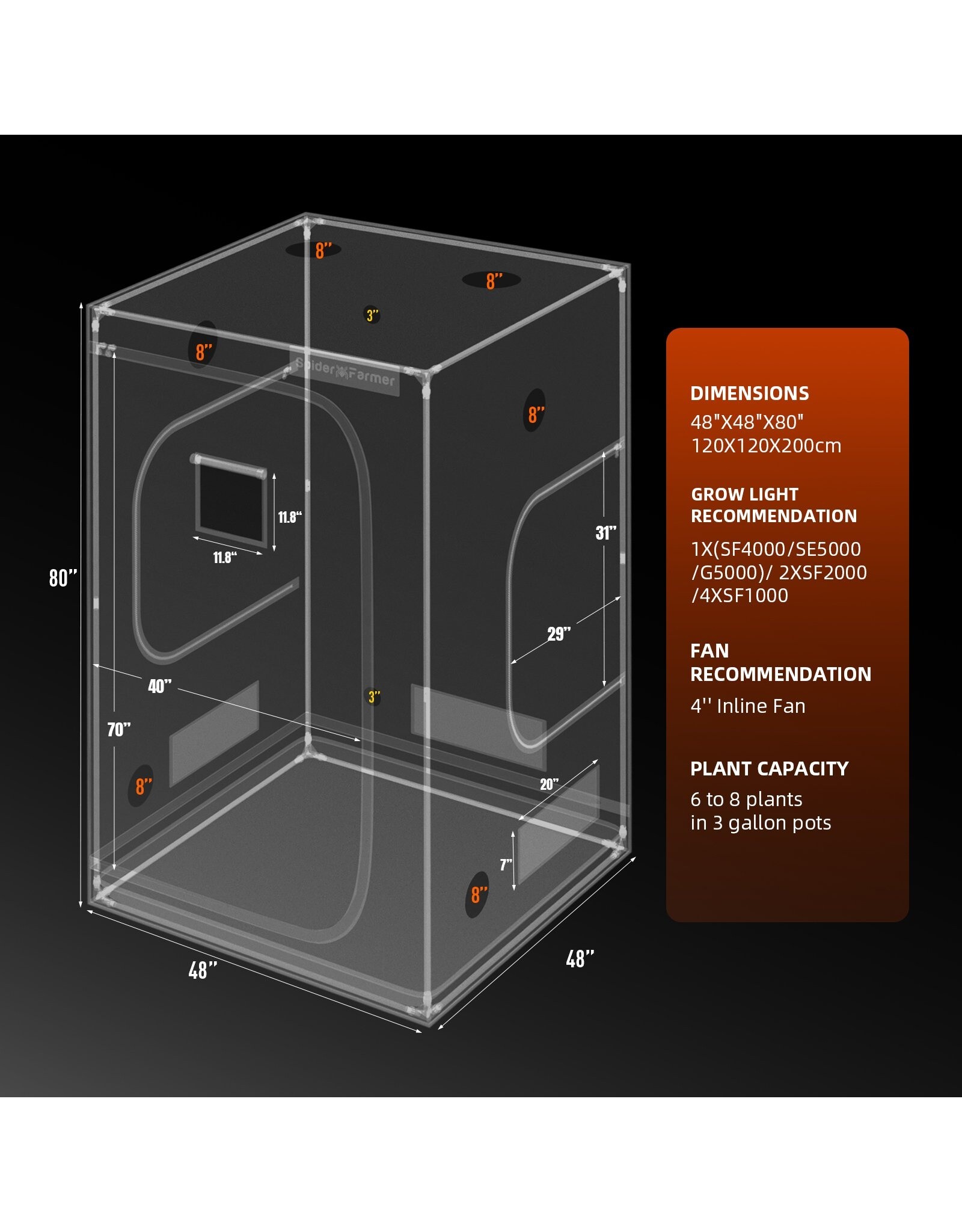 Spider Farmer Spider Farmer Grow Tent 120x120x200cm