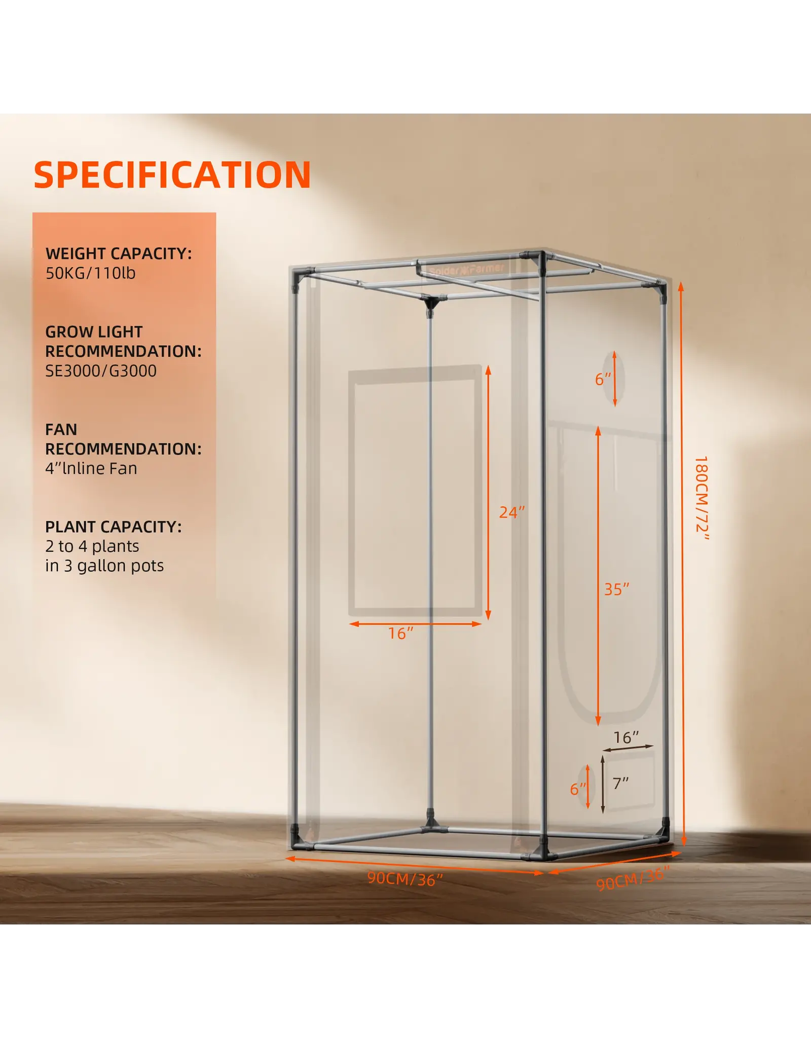Spider Farmer Spider Farmer Grow Tent 90x90x180cm PRO