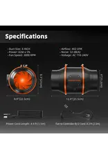 Spider Farmer Spider Farmer 6 INCH  Inline Duct Fan with Temperature Humidity Controller 205CFM