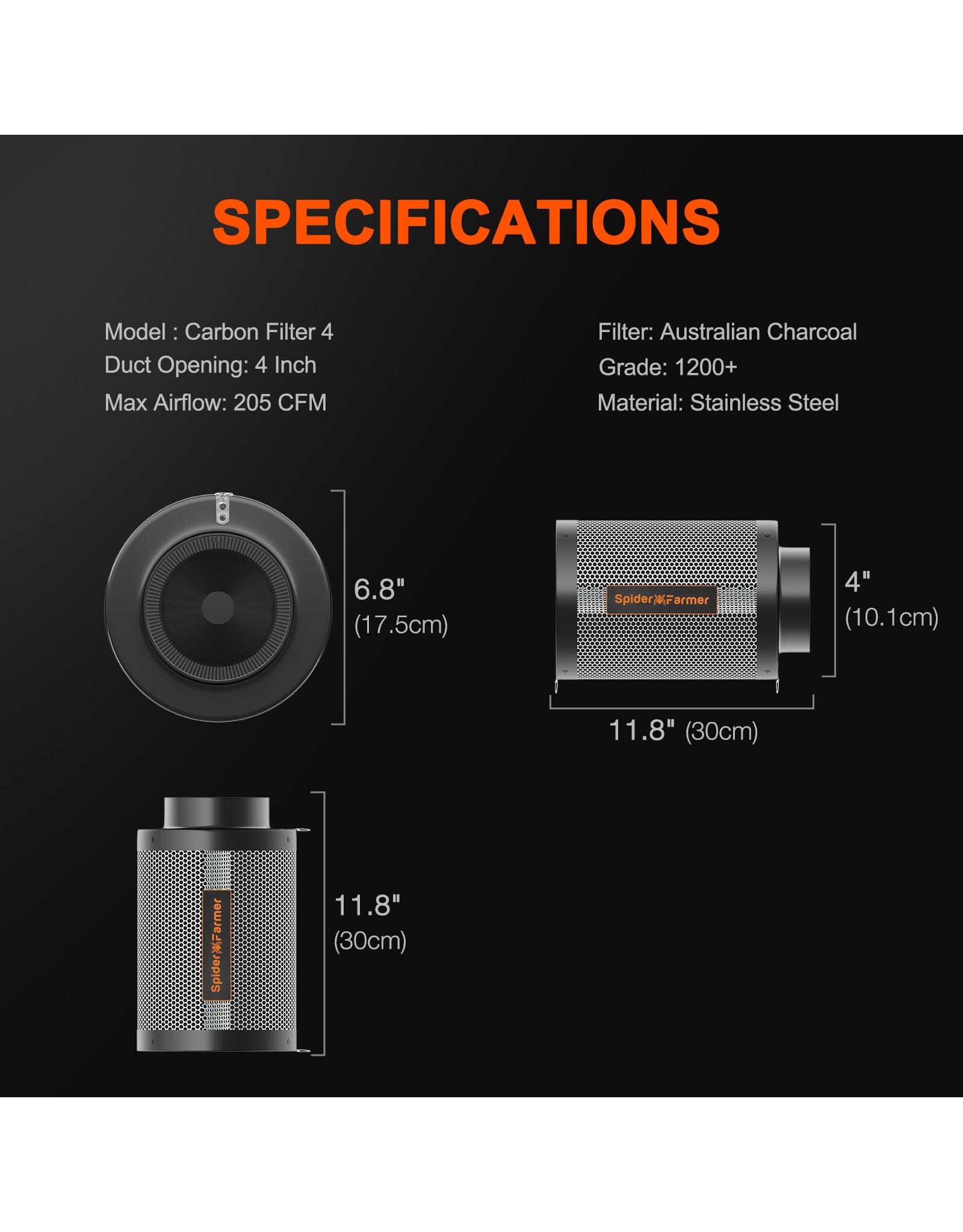 Spider Farmer Spider Farmer Carbon Filter 4 Inch