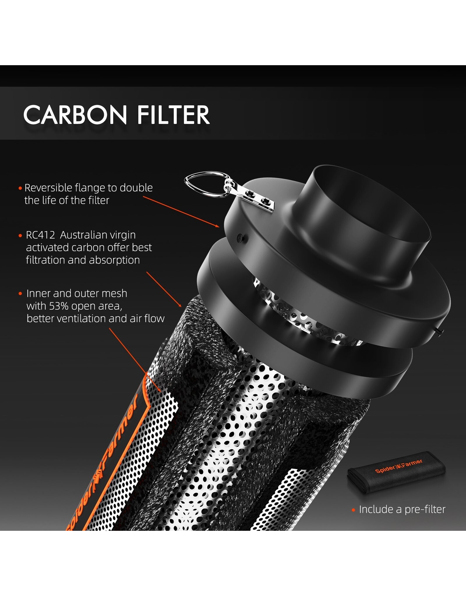 Spider Farmer Spider Farmer Carbon Filter 4 Inch