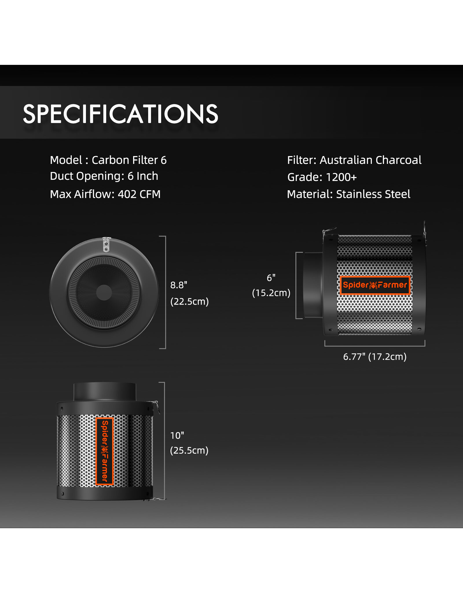 Spider Farmer Spider Farmer Carbon Filter 6 Inch