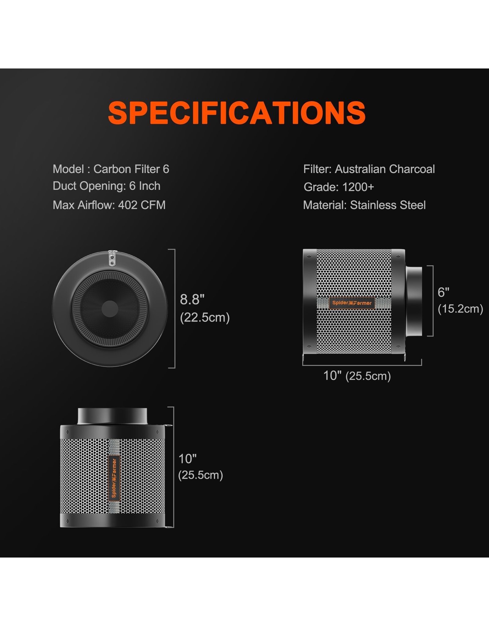 Spider Farmer Spider Farmer Carbon Filter 6 Inch
