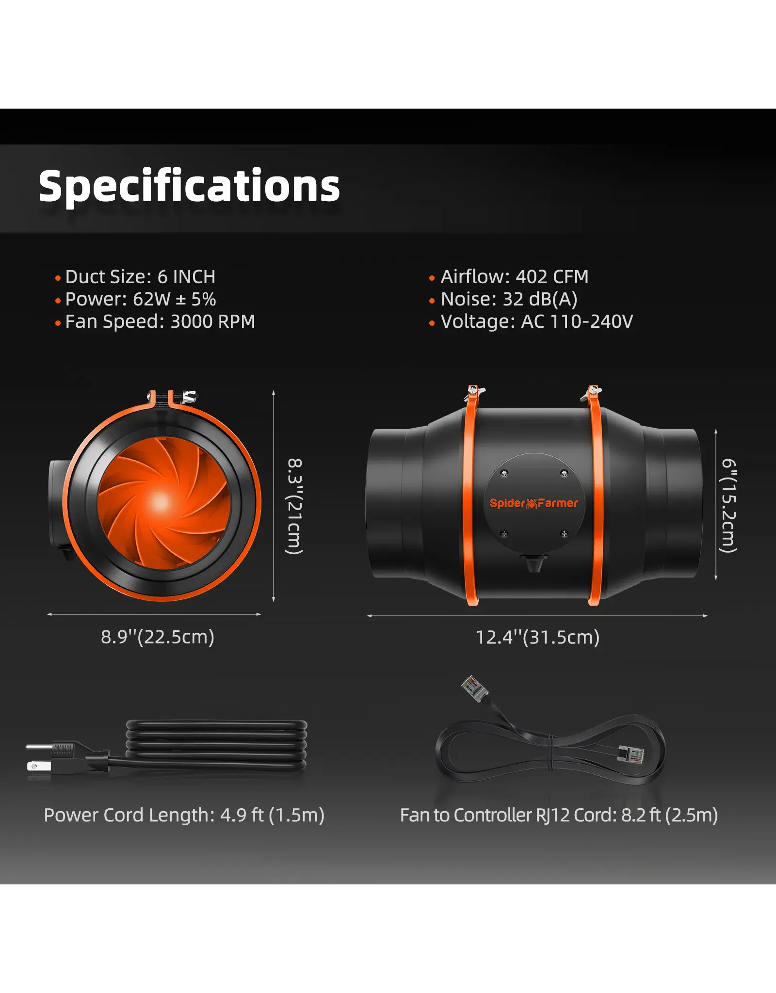 Spider Farmer Spider Farmer Inline Fan  6 Inch Speed Controller Kit