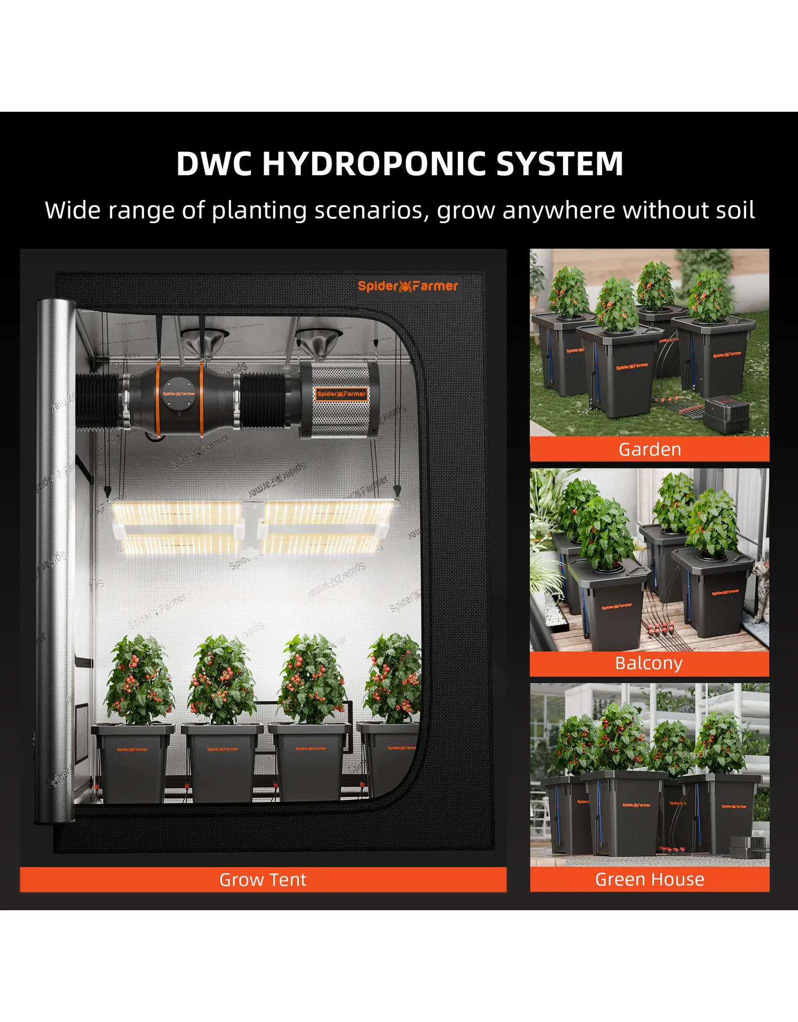 Spider Farmer Spider Farmer DWC Hydroponics Grow System   4 Buckets      Deep Water Culture
