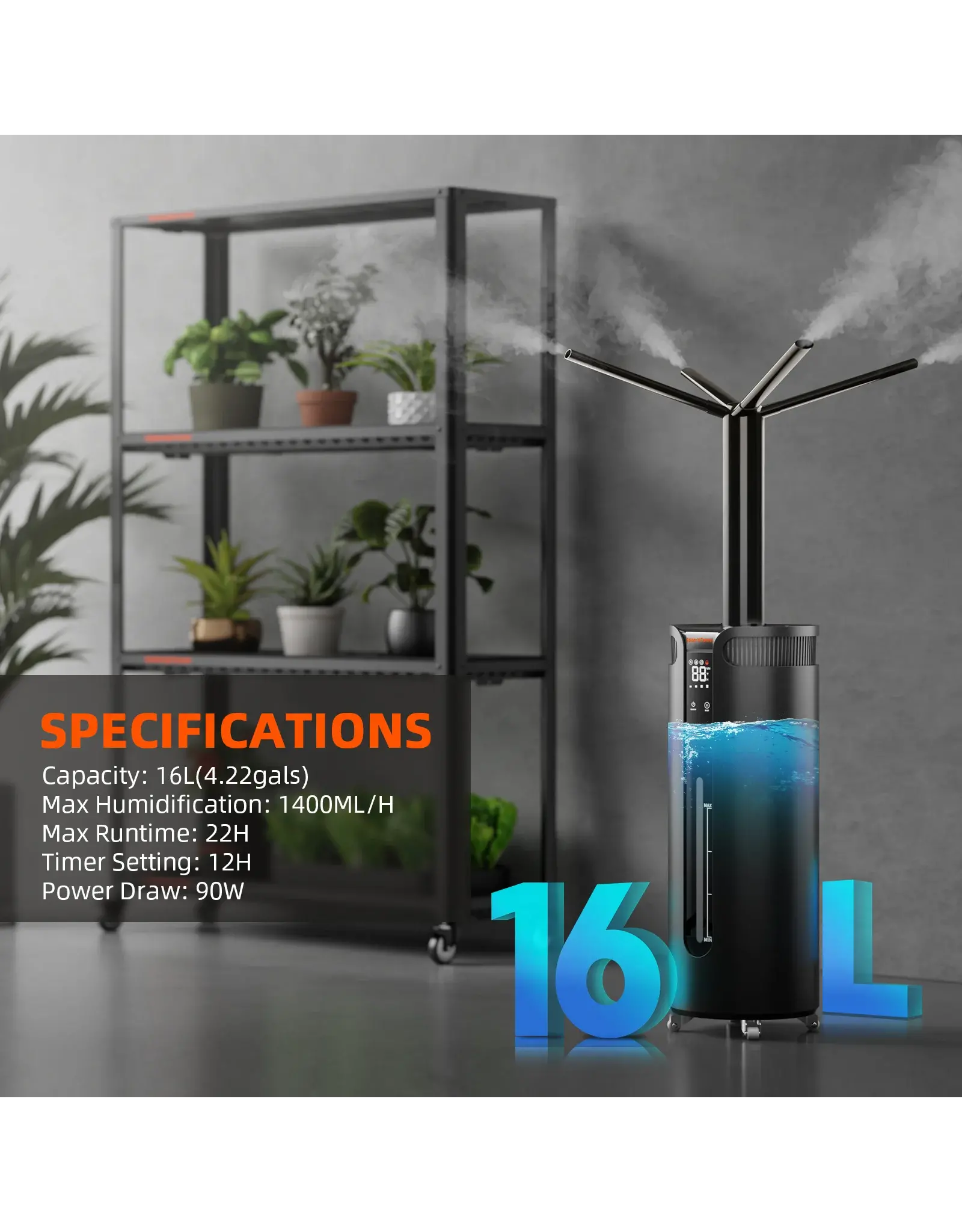 Spider Farmer Spider Farmer 16L Cool Mist Humidifier for Plants