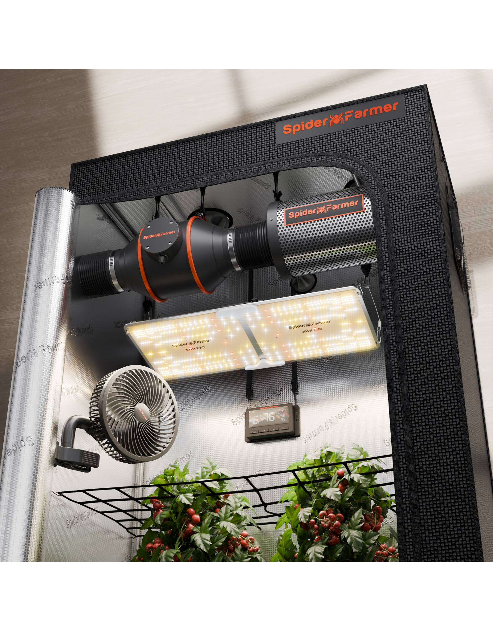 Spider Farmer Spider Farmer  120x60x180cm Complete Grow Tent Kit With Program  Controller  SF 2000(200W)