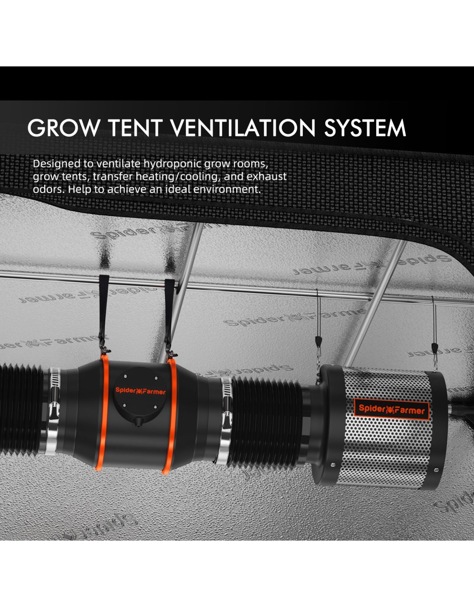 Spider Farmer Spider Farmer 120x120x200cm Complete Grow Tent Kit With  Program  Controller G5000 (480W)