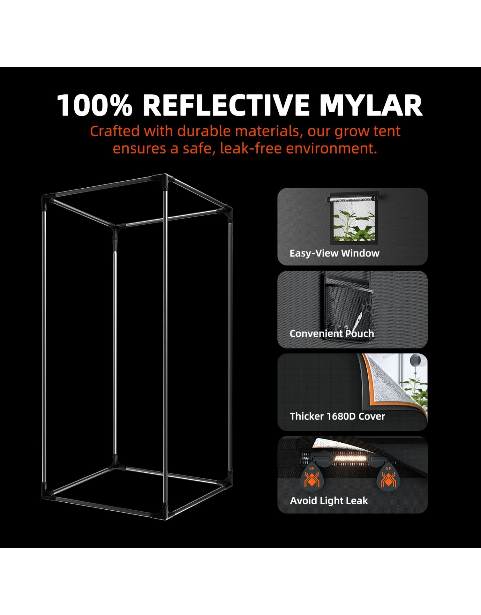 Spider Farmer Spider Farmer 120x120x200cm Complete Grow Tent Kit With  Program  Controller G5000 (480W)
