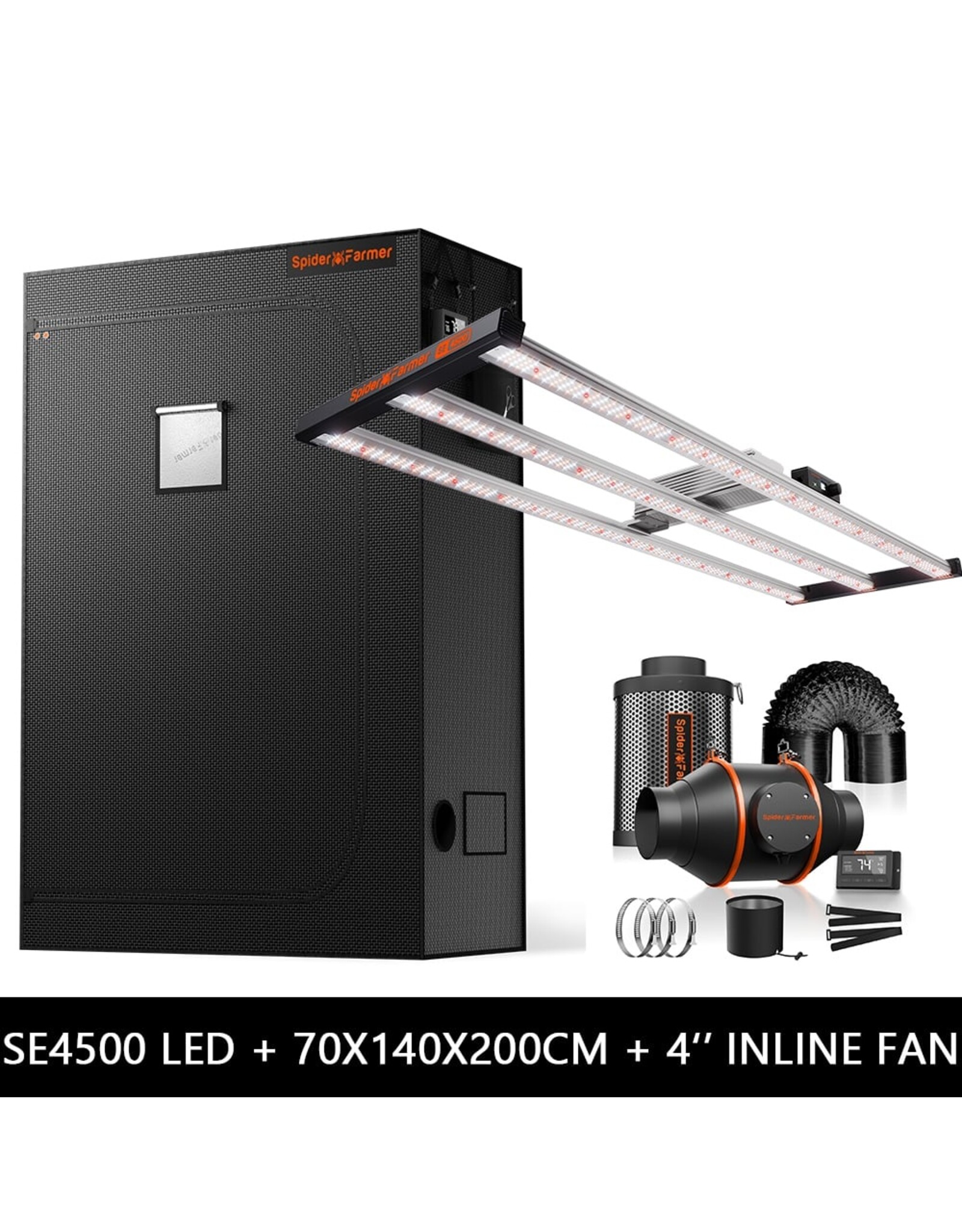 Spider Farmer Spider Farmer 140x70x200cm Complete Grow Tent Kit With Program  Controller SE 4500 (320W)
