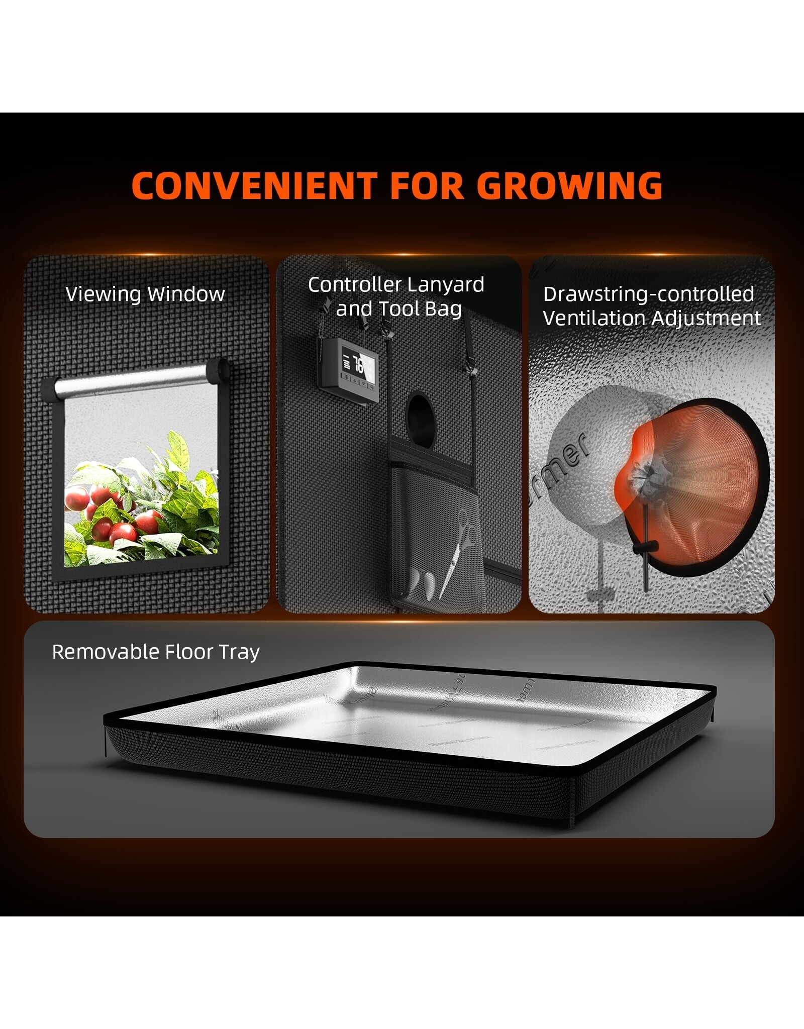 Spider Farmer Spider Farmer 140x70x200cm Complete Grow Tent Kit With Program  Controller SE 4500 (320W)