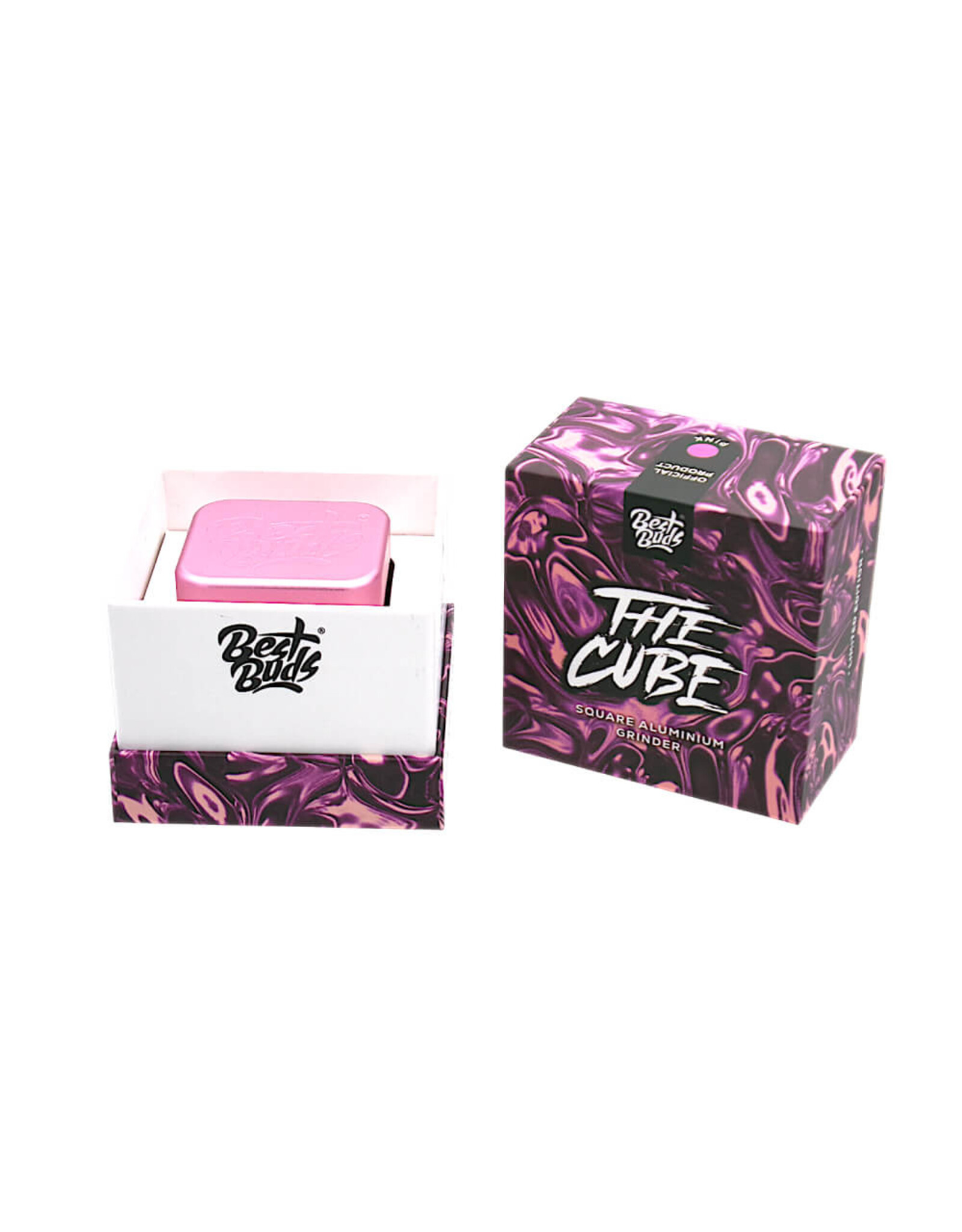 Best Buds Best Buds The Cube Aluminium Grinder Pink 4 Parts (50mm)