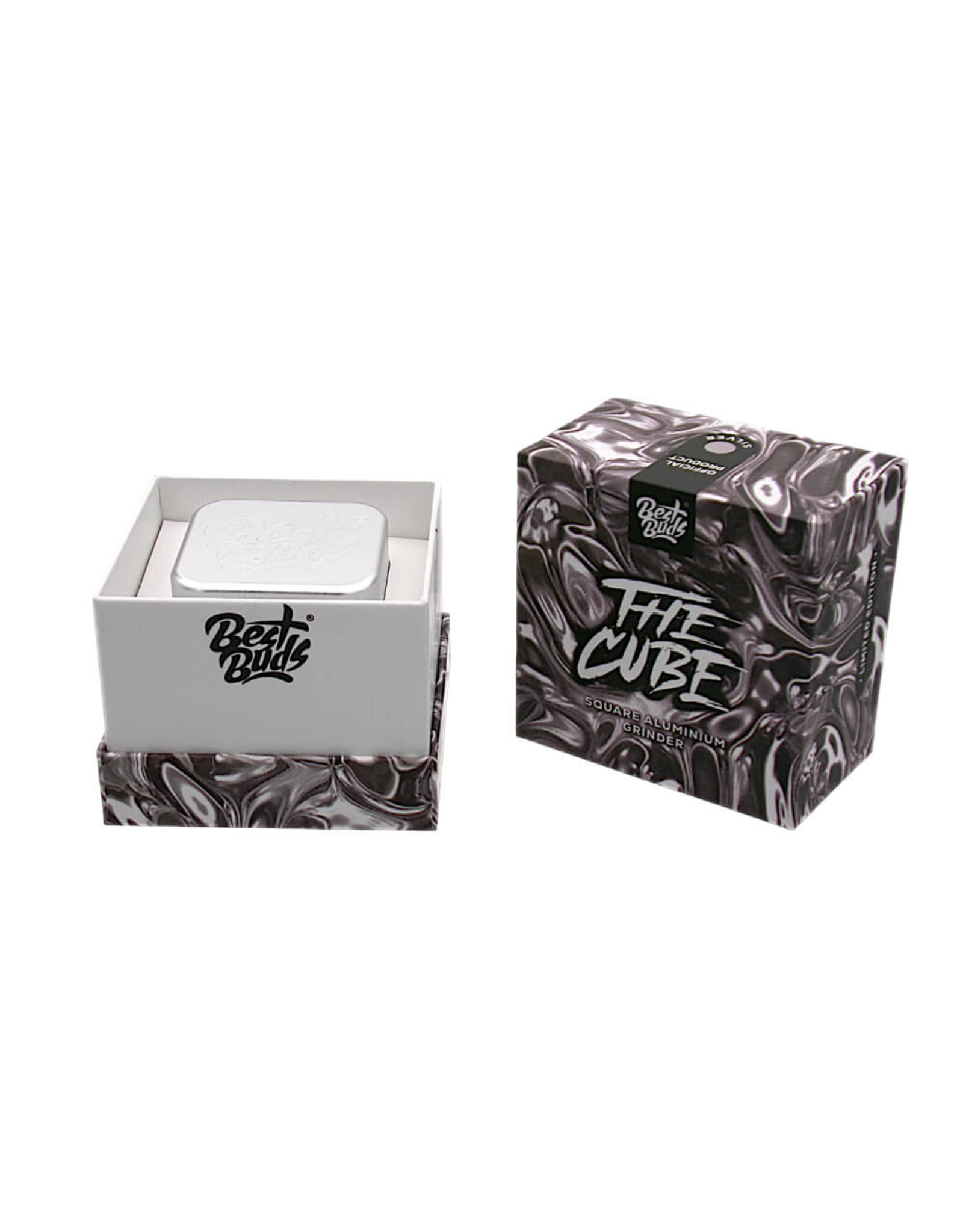 Best Buds Best Buds The Cube Aluminium Grinder Silver 4 Parts (50mm)