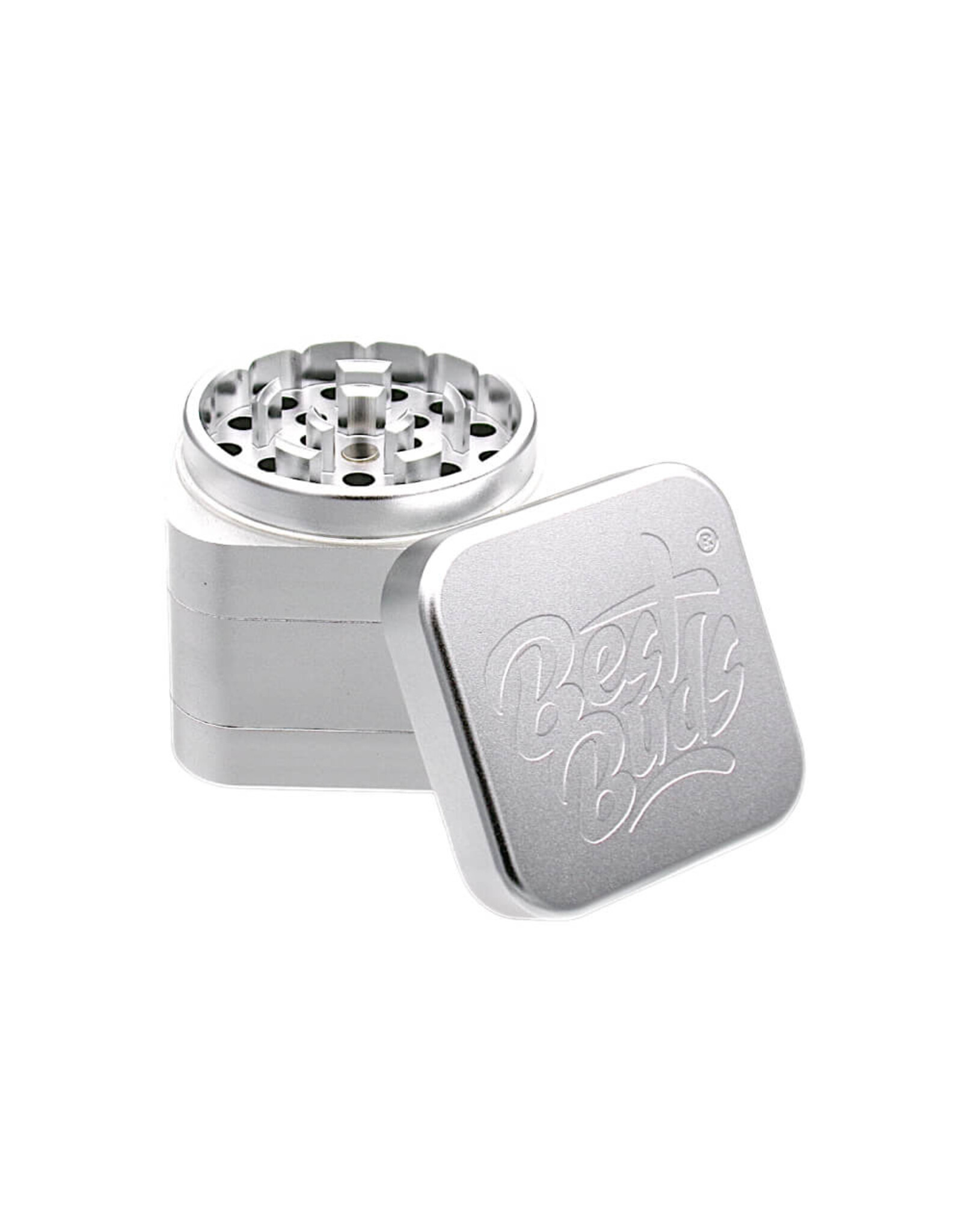 Best Buds Best Buds The Cube Aluminium Grinder Silver 4 Parts (50mm)