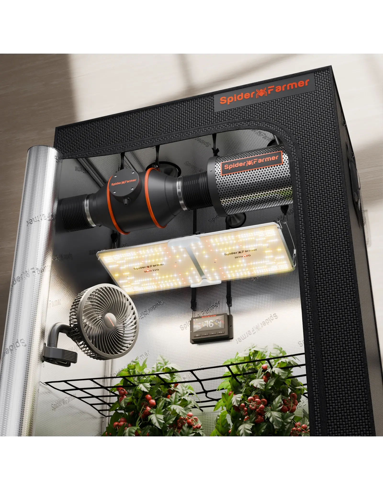 Spider Farmer Spider Farmer  120x60x180cm Complete Grow Tent Kit With Program  Controller  SF 2000(200W)
