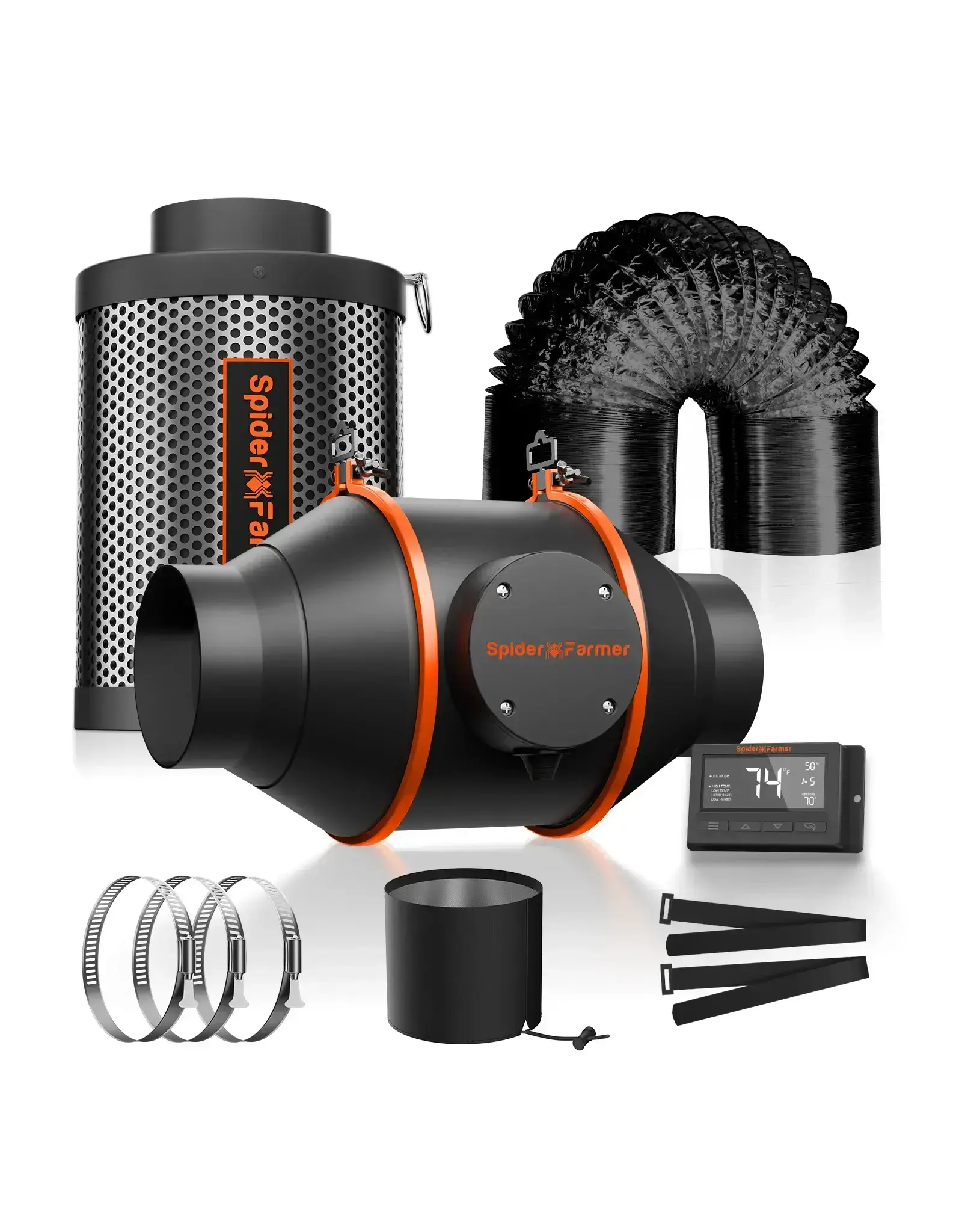 Spider Farmer Spider Farmer 4 INCH  Inline Duct Fan with Temperature Humidity Controller 205CFM  KIT