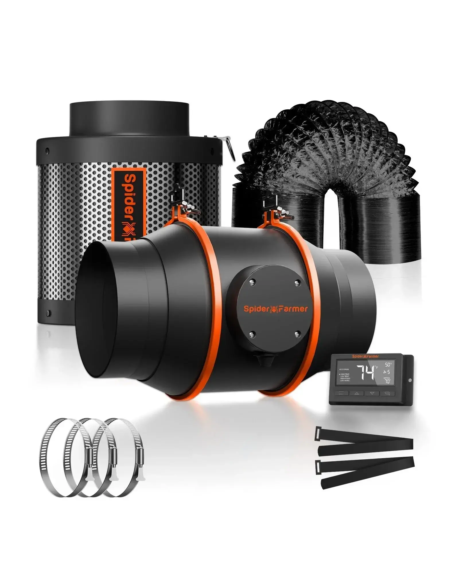 Spider Farmer Spider Farmer 6INCH  Inline Duct Fan with Temperature Humidity Controller 402 CFM  KIT
