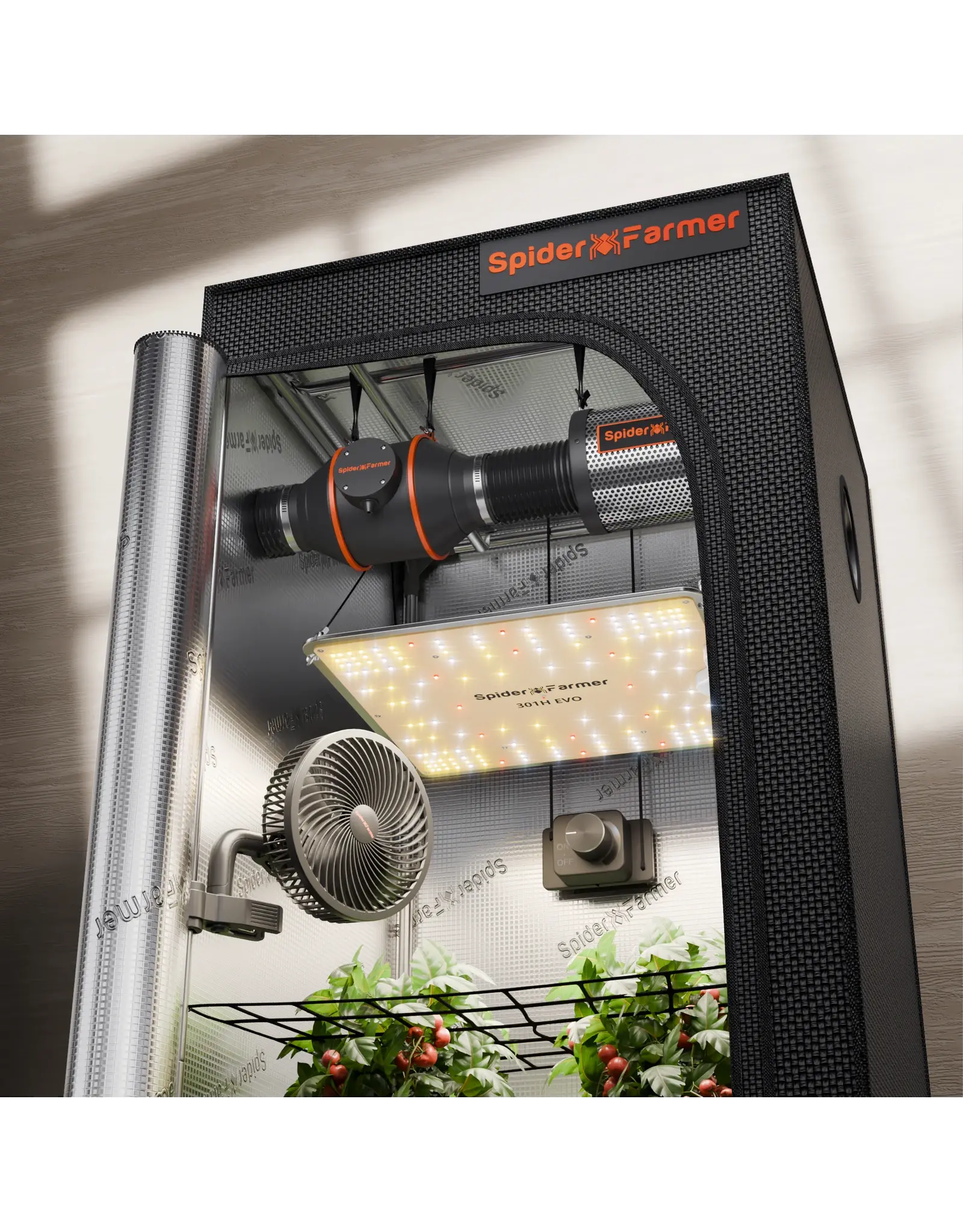 Spider Farmer Spider Farmer 70x70x160cm Complete Grow Tent Kit With Speed Knob Controller  SF1000 (100W)