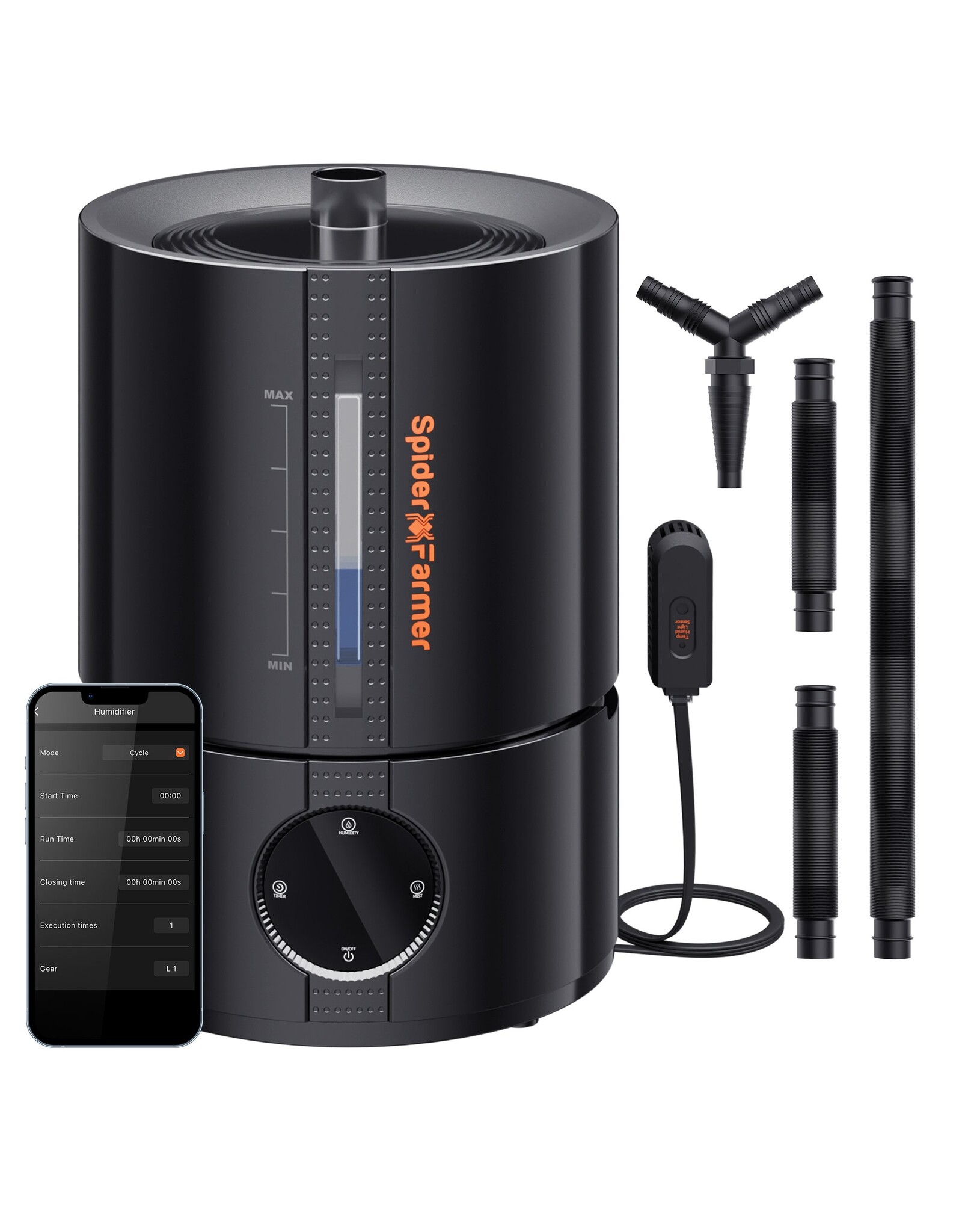 Spider Farmer 2025 New Version Spider Farmer 5L Smart Cool Mist Humidifier with Temp & Humidity Sensor
