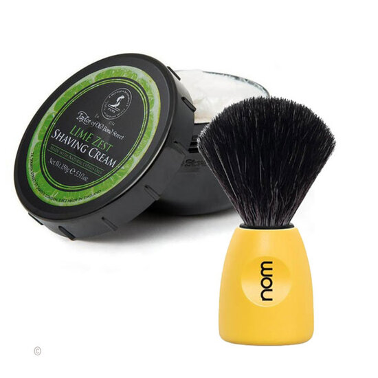 Taylor of Old Bond Street NOM scheerkwast Black Fibre® yellow & Taylor scheercréme Lime Zest