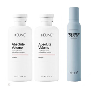 Keune CARE Absolute volume shampoo 2x300ml en Keune STYLE Cashmere Cloud Mousse mousse1x200ml