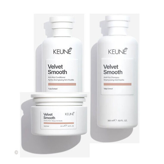 Keune Care Keune Velvet Smooth anti-frizz shampoo, conditioner en mask combipack