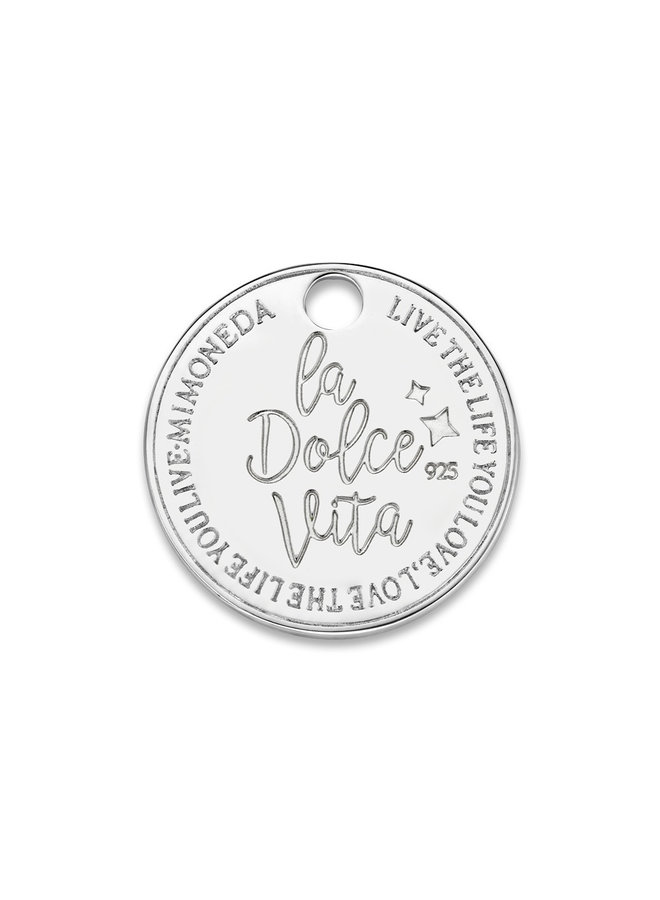 Mi Moneda Monogram tag Dolce Vita Deluxe Round 15 mm Silver