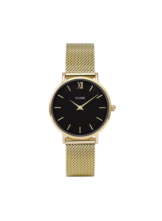 CLUSE horloge Minuit Mesh Goudkleurig/Zwart