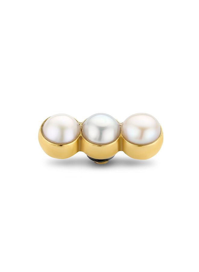 Melano Twisted meddy Tripple Pearl Stone Gold Plated