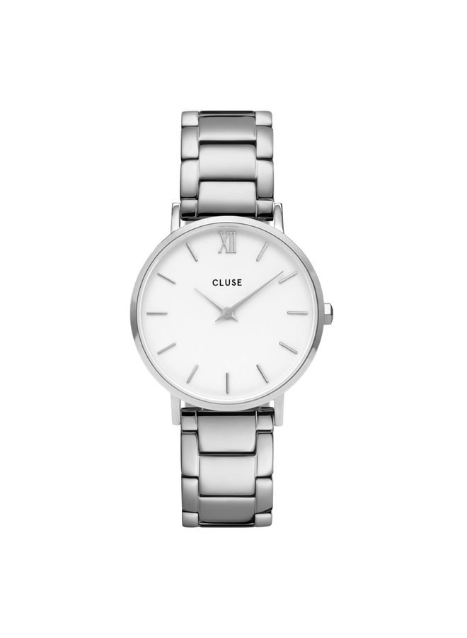 CLUSE horloge Minuit 3-Link Silver/White