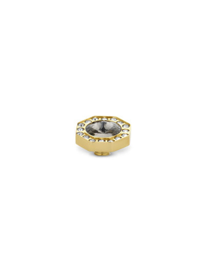 Melano Vivid meddy 13 mm Octagon CZ Gold Plated Black diamond