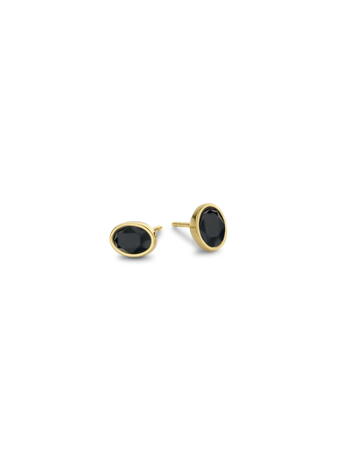 Melano Friends oorbellen Mini Oval Gold Plated Black