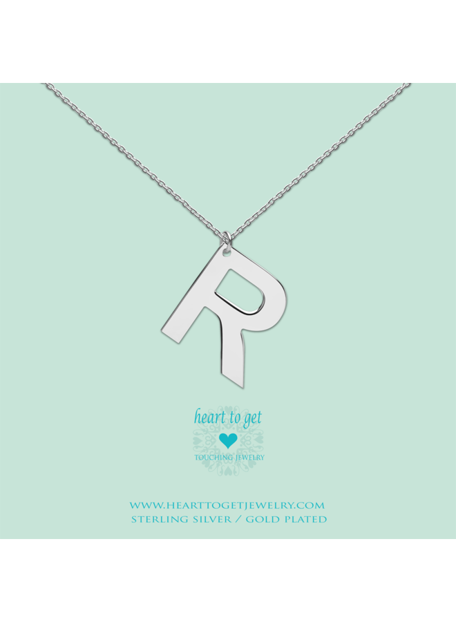 Heart to Get ketting Big Initial R Silver