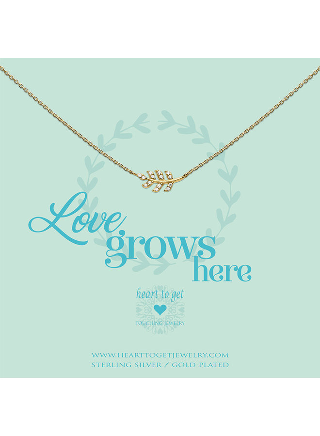 Heart to Get ketting Leaf Zirkon Gold Plated