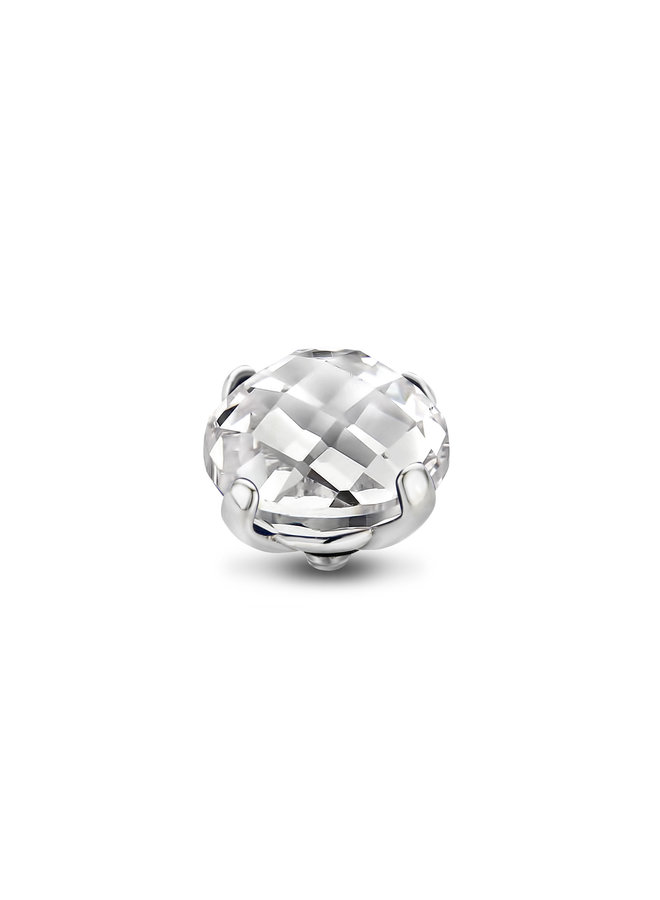 Melano Twisted meddy Facet Bold 10 mm Crystal Zilverkleurig