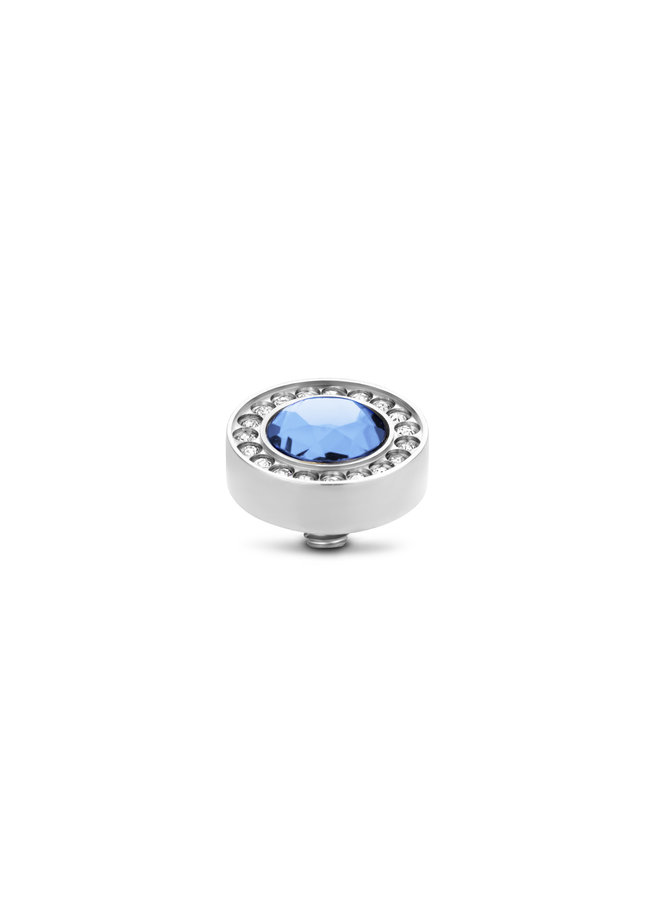 Melano Twisted meddy Halo CZ 10 mm L. Sapphire Zilverkleurig