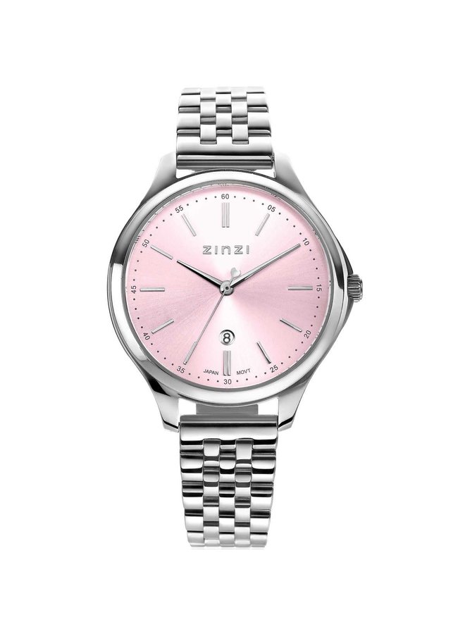 Zinzi horloge Classy ZIW1041 Zilverkleurig/Roze