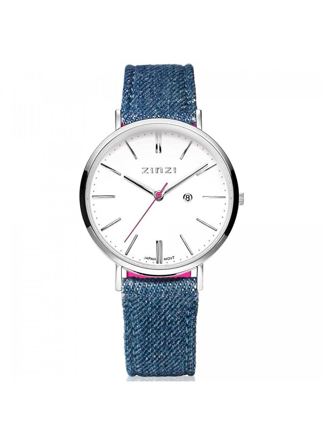 Zinzi horloge Retro ZIW406D Denim/Zilverkleurig/Wit