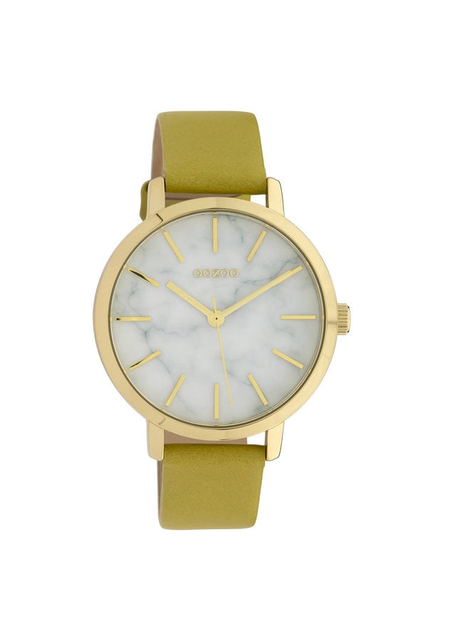 OOZOO Timepieces horloge C10113 Mustard/Gold Plated/White Marble