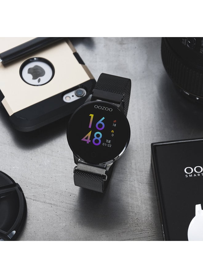 OOZOO Smartwatch Q00118 Black Mesh/Rosé Gold Plated