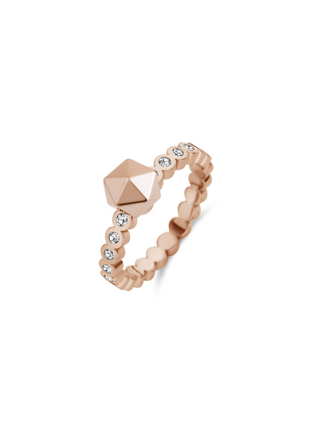 Melano Twisted ring Wave CZ Rosé Gold Plated